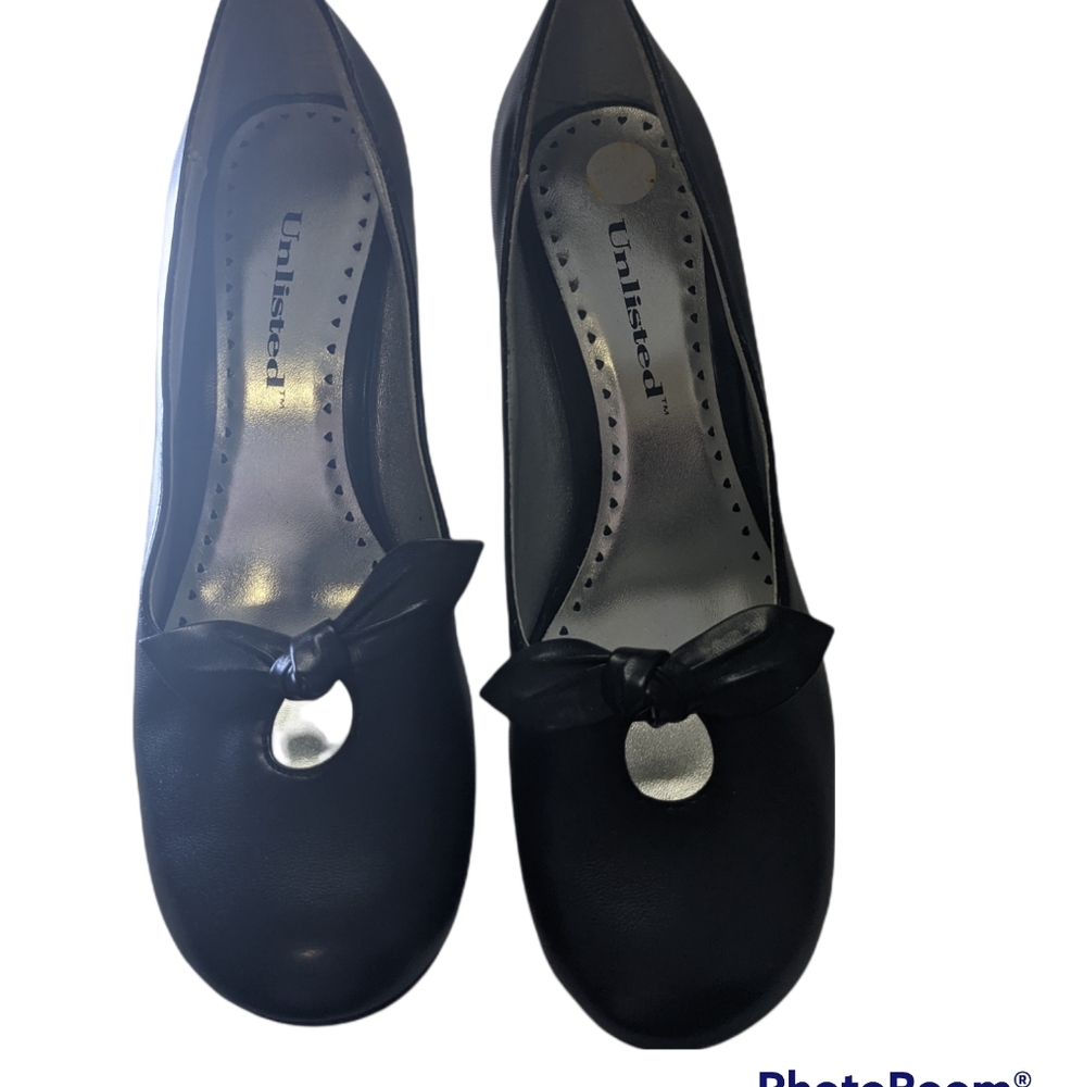 Unlisted black heels bow classy dressy